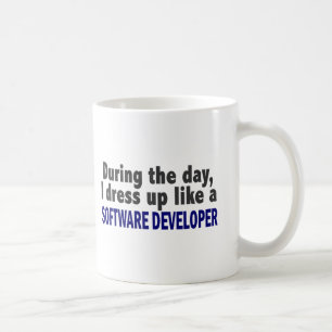 Overdag dress ik als softwareontwikkelaar koffiemok