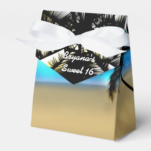 Overdag Strand & Palm Bomen Tropische Favoriet Doz Bedankdoosjes (Voorkant Zijde)