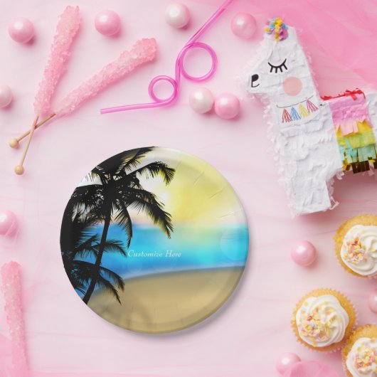 Overdag Strand & Palmbomen Tropische bruiloft Bord (Feest)