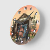 Overdekte brug bij zonsopgang ronde klok (Hoek)