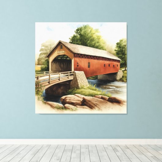 Overdekte brug Canvas Art Print (Insitu (Houten vloer))