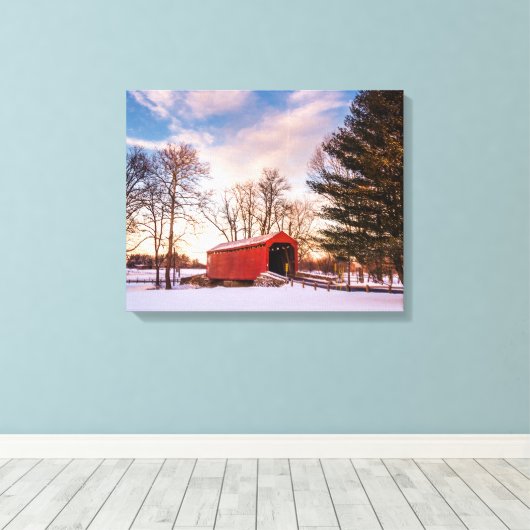 Overdekte brug in Frederick County Maryland Canvas Afdruk (Insitu (Houten vloer))