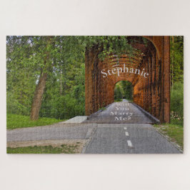 Overdekte brug in het voorstel voor het huwelijk i legpuzzel