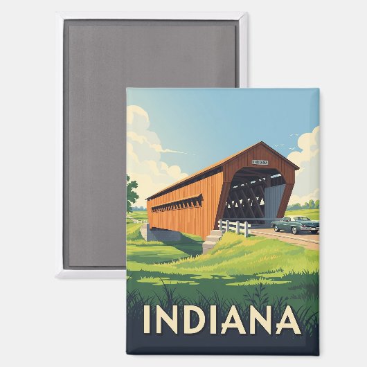  overdekte brug in Indiana Magneet (Voorkant / Achterkant)