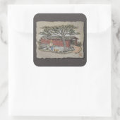 Overdekte brug & jongen vierkante sticker (Tas)