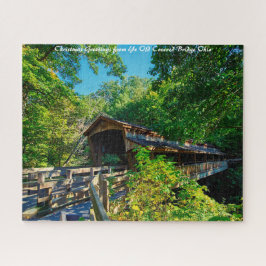 Overdekte Brug Ohio.Kerstgroeten Legpuzzel