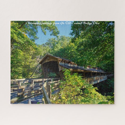 Overdekte Brug Ohio.Kerstgroeten Legpuzzel (Horizontaal)