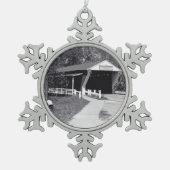 Overdekte Brug Tin Sneeuwvlok Ornament (Voorkant)