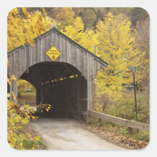 Overdekte brug, Vermont, USA 2 Vierkante Sticker