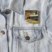 Overdekte brug, Vermont, Verenigde Staten Vierkante Button 5,1 Cm (In situ)