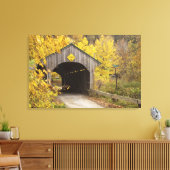 Overdekte brug, Vermont, VS 2 Canvas Afdruk (Insitu (Woonkamer))