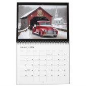 Overdekte bruggen, kerken en kleine rode vrachtwag kalender (Jan 2026)