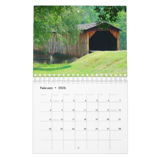 Overdekte brugkalender | bewerkbaar jaar kalender (Feb 2026)