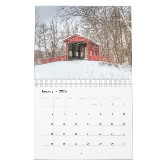 Overdekte brugkalender | bewerkbaar jaar kalender (Jan 2026)