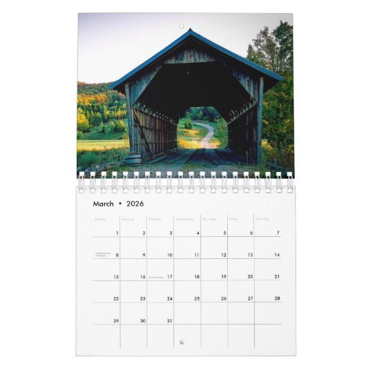 Overdekte brugkalender | bewerkbaar jaar kalender (Mar 2026)