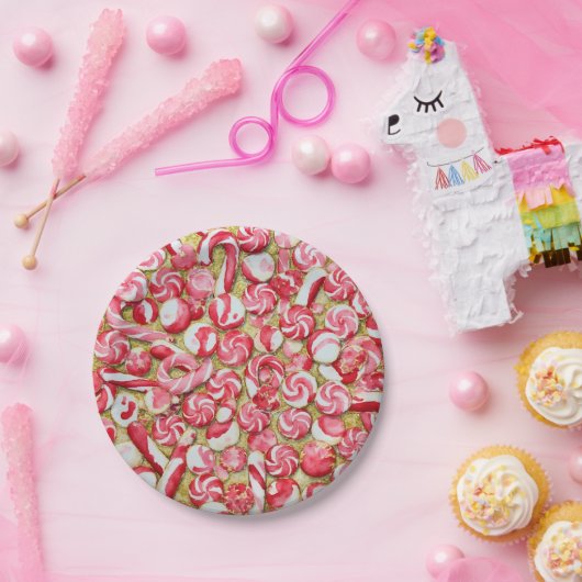 Overdekte Candy Cane Peppermint Gold Paper Bord (Feest)