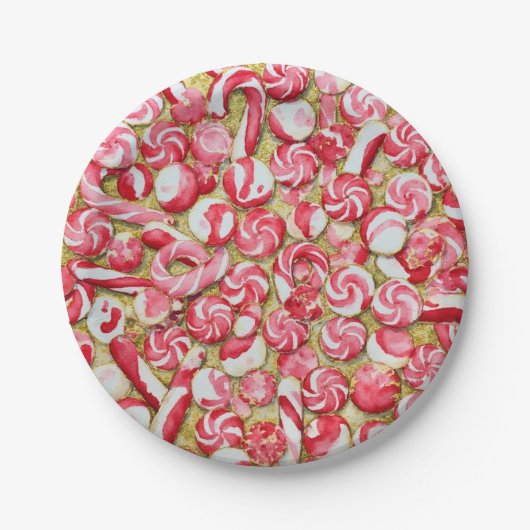 Overdekte Candy Cane Peppermint Gold Paper Bord (Voorkant)