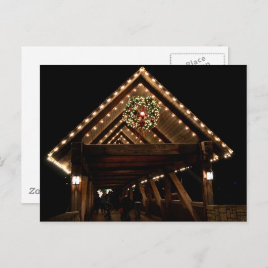 Overdekte kerstbrug feestdagenkaart (Voorkant / Achterkant)