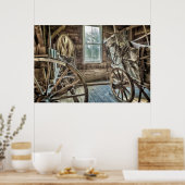 Overdekte wagen, houten wagenwiel poster (Keuken)
