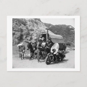 Overdekte wagen, motoragent, Vintage 1951 Briefkaart