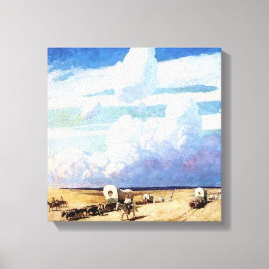 “Overdekte wagens” Westerse kunst van NC Wyeth Canvas Afdruk (Voorkant)