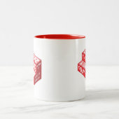 Overdenken en onderbidden? Mok, rood Tweekleurige Koffiemok (Center)