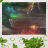 Overdenkend aan Oz Fractal Art Kitchen Towel Theedoek (Gevouwen)