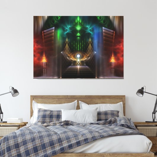 Overdenkend Oz Fractal Art Wrapped Canvas Print (Insitu (Slaapkamer))