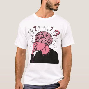 Overdenkende Hersen Persoon Angst Cartoon Kunst T-shirt