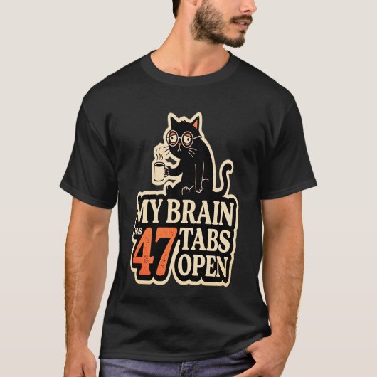 Overdenkende Kat Grappig Meme T-Shirt (Voorkant)