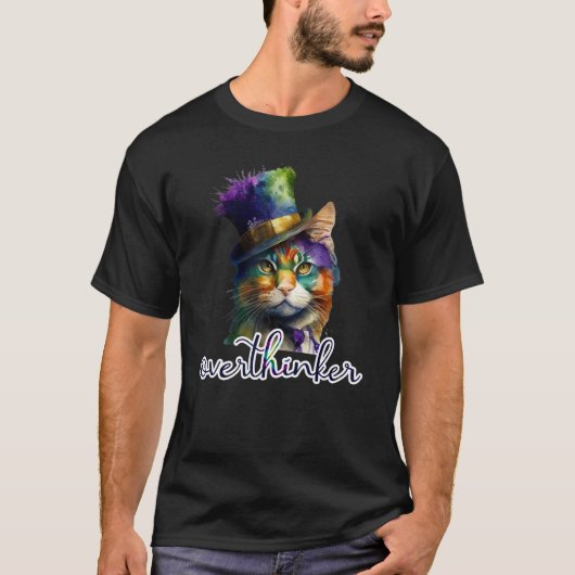 Overdenkende Kat Meme Overdenker Cadeaus Kerstmis T-shirt (Voorkant)