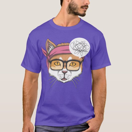 Overdenkende kattenvriend t-shirt (Voorkant)