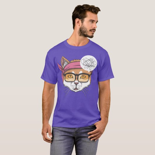 Overdenkende kattenvriend t-shirt (Voorkant volledig)