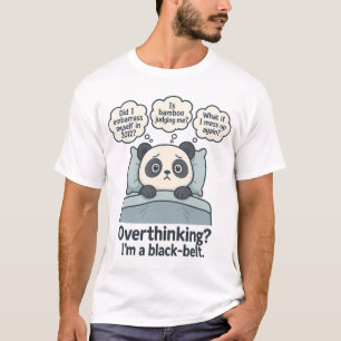 Overdenkende Panda Grappige Angst Cartoon T-shirt
