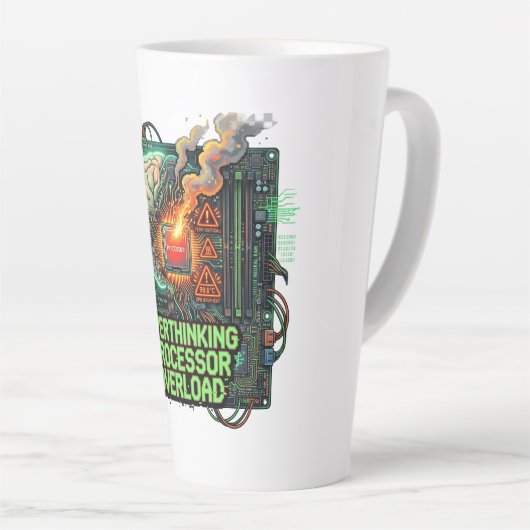 Overdenkende Processor Overbelasting Grappige Tech Latte Mok (Rechterhoek)