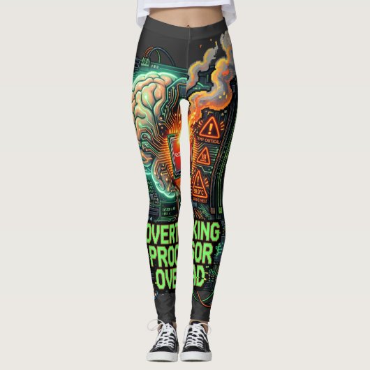 Overdenkende Processor Overbelasting Grappige Tech Leggings (Voorkant)