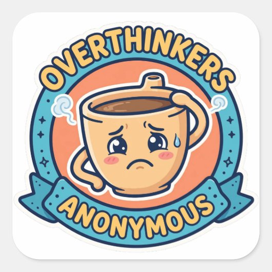 Overdenkers Anoniem Grappige Coffee Sticker (Voorkant)