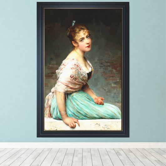 Overdenking door Eugene de Blaas Canvas Afdruk (Insitu (Houten vloer))