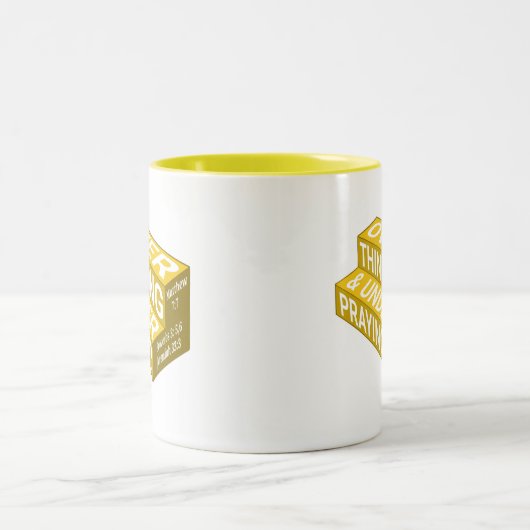 Overdenking en onderverveelde Mok w verses (goud) (Center)