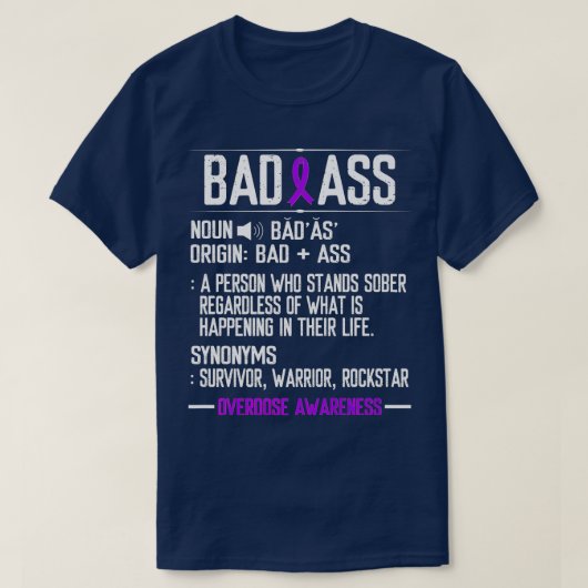 Overdose Awareness Badass Clean Life Purple Ribbon T-shirt (Design voorkant)