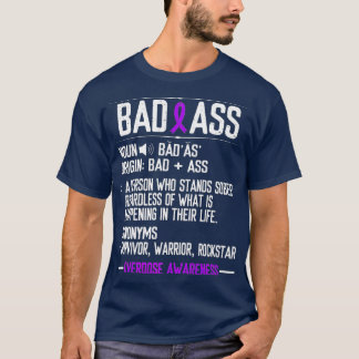 Overdose Awareness Badass Clean Life Purple Ribbon T-shirt