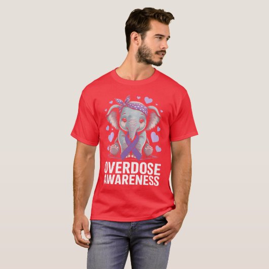 Overdose Awareness Cute Elephant Long Sleeve T-shirt (Voorkant volledig)