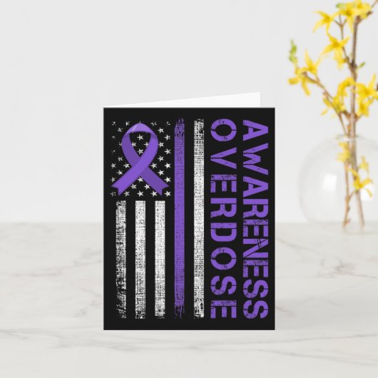 Overdose Awareness Day Usa Amerikaanse vlag Overdo Kaart (Gele Bloem)