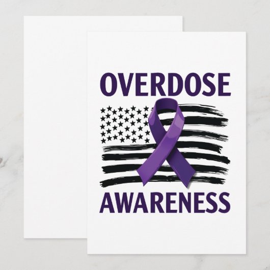 Overdose Awareness Month Amerikaanse vlag lint Aankondiging (Voorkant / Achterkant)