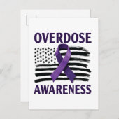 Overdose Awareness Month Amerikaanse vlag lint Aankondigingskaart (Voorkant / Achterkant)