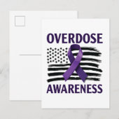 Overdose Awareness Month Amerikaanse vlag lint Aankondigingskaart (Voorkant / Achterkant)