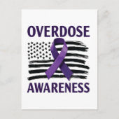 Overdose Awareness Month Amerikaanse vlag lint Aankondigingskaart (Voorkant)