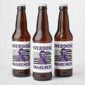 Overdose Awareness Month Amerikaanse vlag lint Bier Etiket (Flessen)