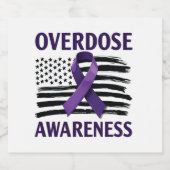 Overdose Awareness Month Amerikaanse vlag lint Bier Etiket (Enkel label)