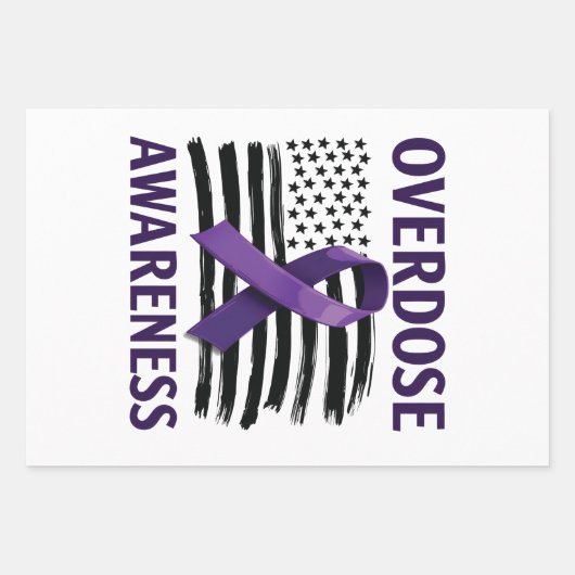 Overdose Awareness Month Amerikaanse vlag lint Inpakpapier Vel (Voorkant)